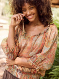 Ruffle Trim Blouse - Gypsy Scarf Multi