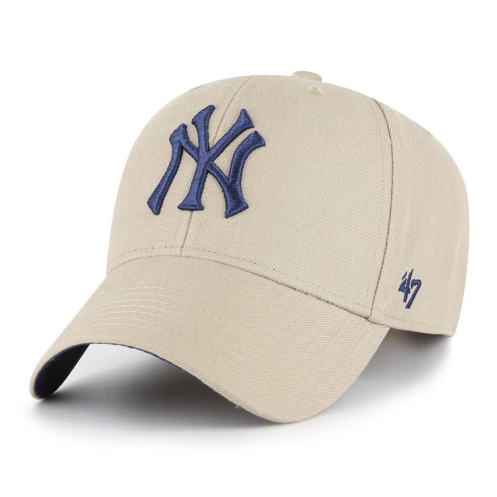New York Yankees MLB Khaki Sure Shot '47 MVP Snapback Cap product image 1, provided for visual reference and product detail