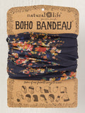 Full Boho Bandeau® Headband - Black Red Bouquets