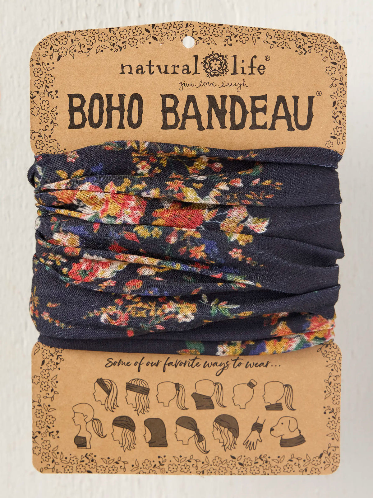 Full Boho Bandeau® Headband - Black Red Bouquets