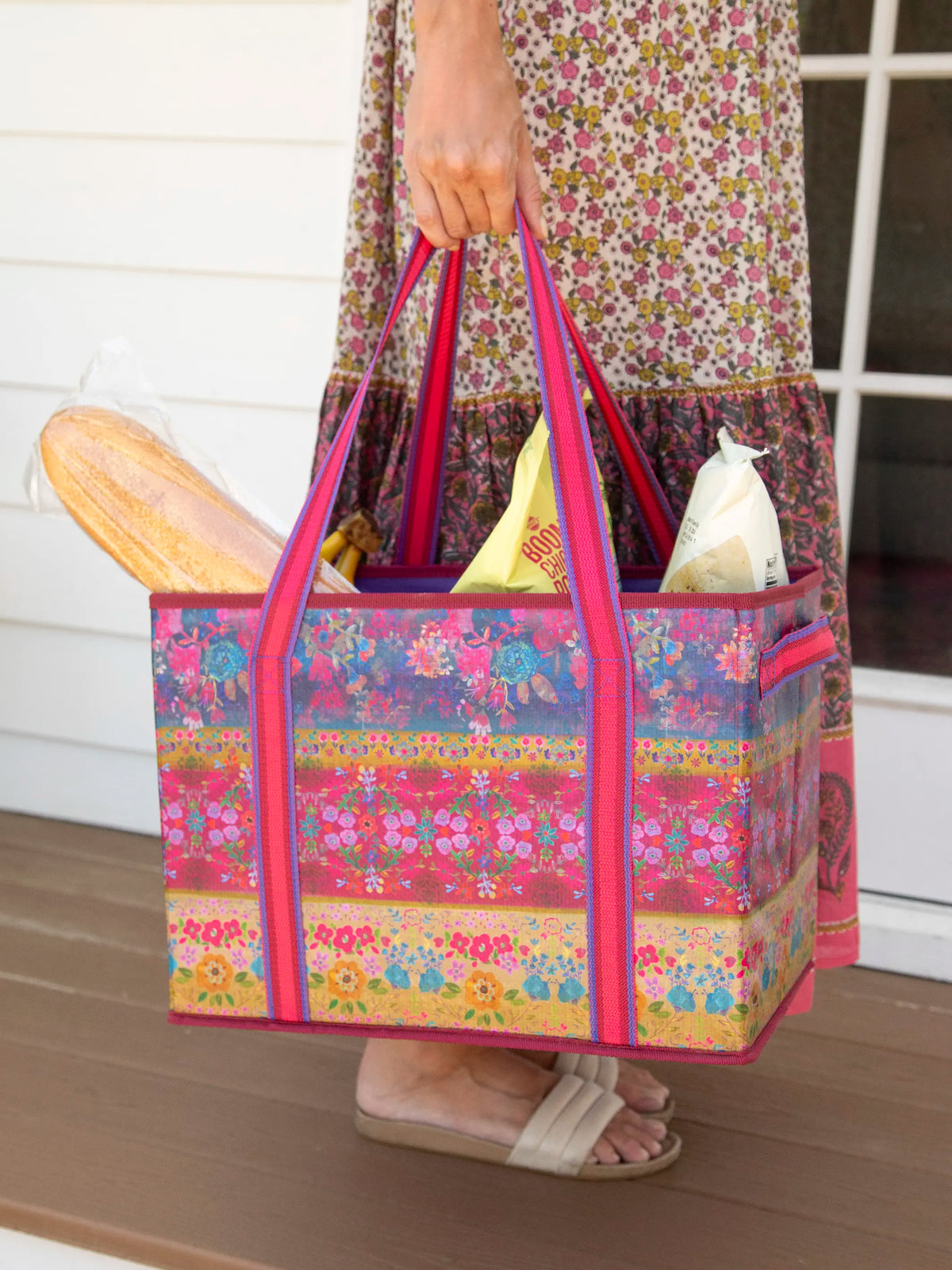 Heavy Duty Grocery & Go Bags, Set of 2 - Jewel Border