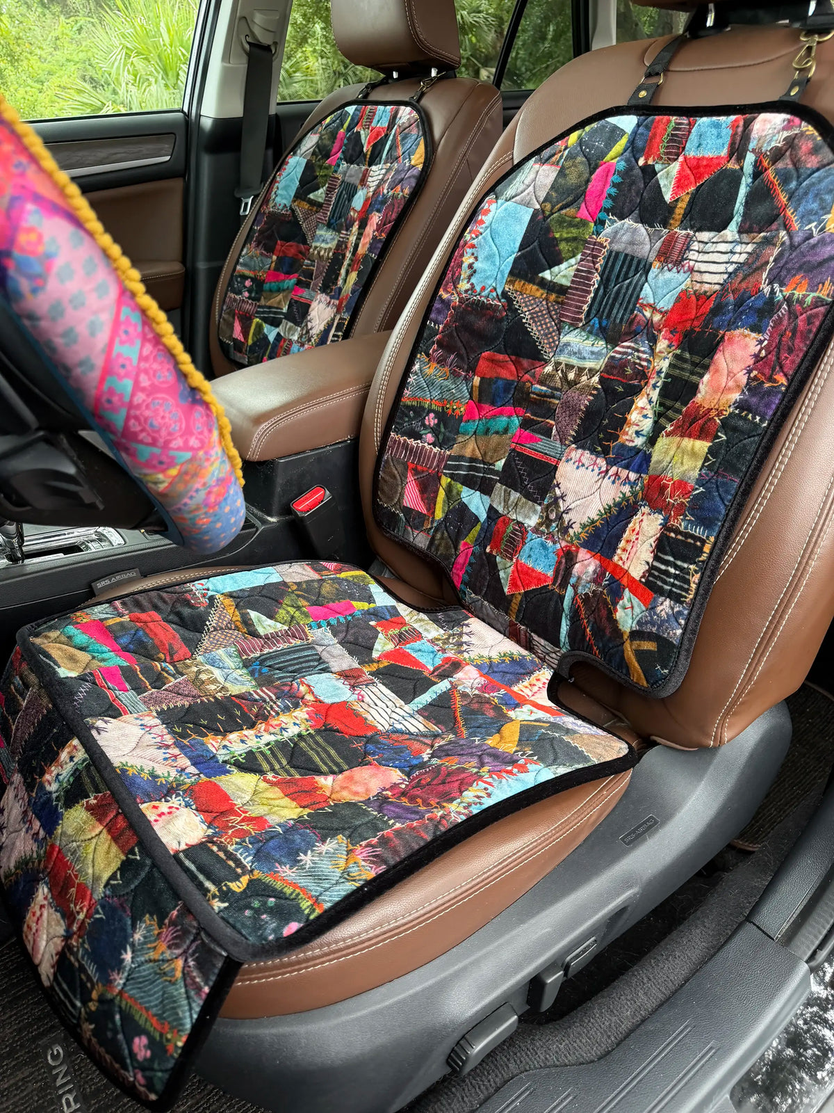Velvet Car Seat Protector - Artisan Stitches Multi