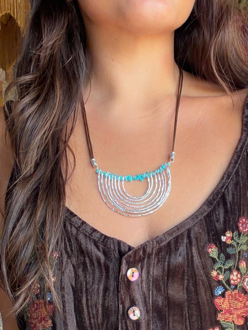 Half Moon Silver & Turquoise Necklace