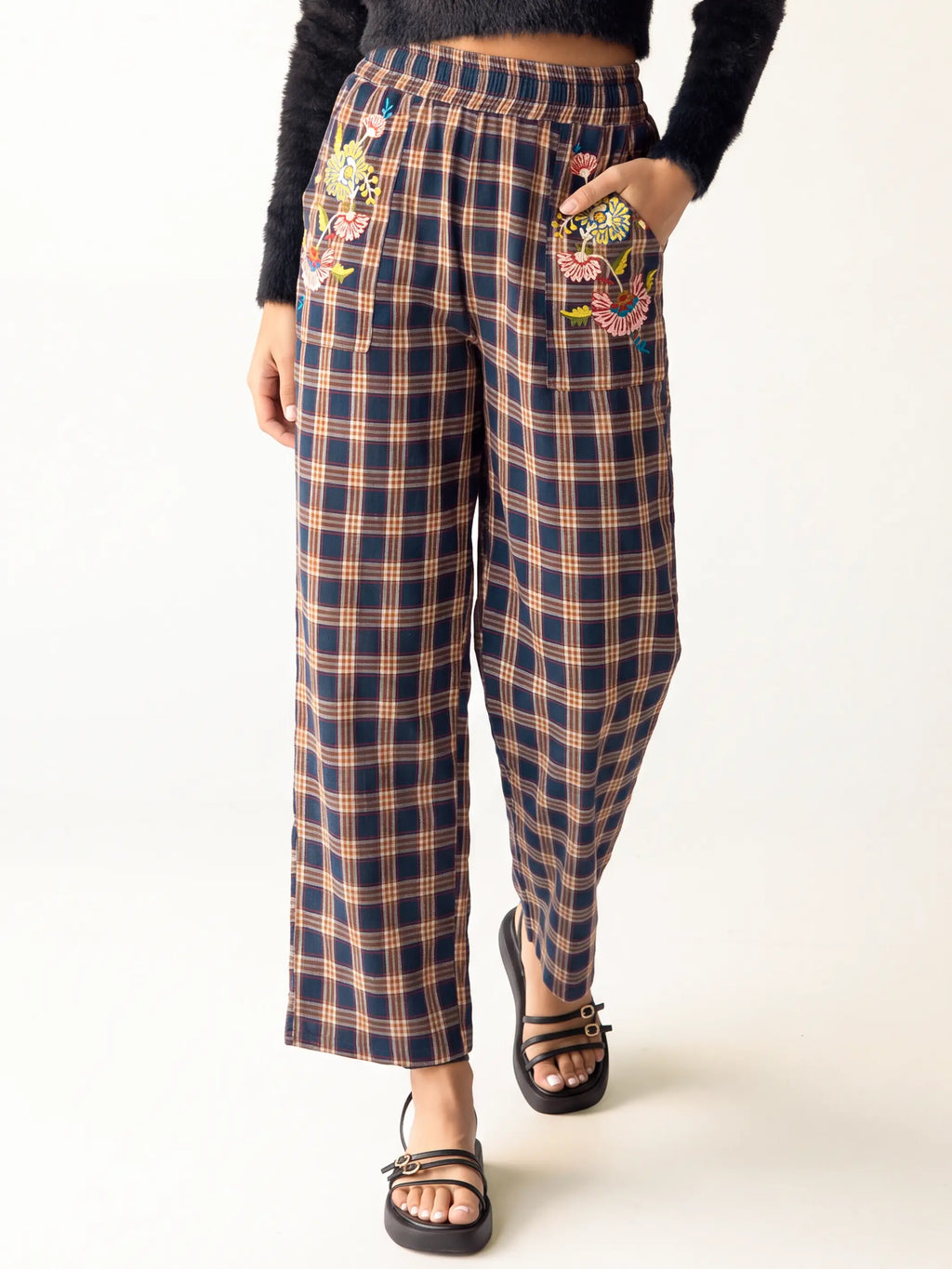 Beckett Flannel Pants - Embroidered Plaid
