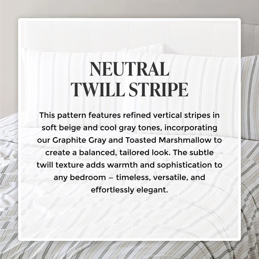 Neutral Twill Stripe Pillowcase Set